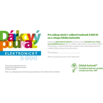 Dárkový potravinový koš Dědek kořenář Elektronický dárkový poukaz Varianta: 5 000 Kč