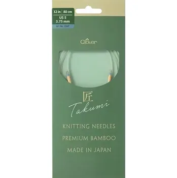 Jehlice Clover kruhové otočné fixní jehlice Pro Takumi 80cm 3,75mm (Clover Circular knitting needles PRO Takumi)
