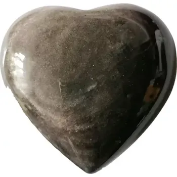 Srdce z obsidianu zlatého, buclaté 6,5 cm (úžasné třpitivé)