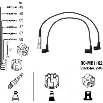 Zapalovací kabel Sada kabelů pro zapalování NGK 2580