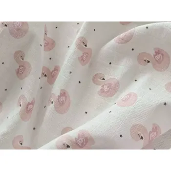 Kojenecká láhev PREM Látková plena s potiskem Labuť růžová Bavlna, 70/70 cm