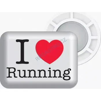 Dekorativní magnet Magnetka pro uchycení startovního čísla – I Love Running - bílá, 1 ks