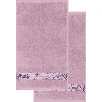 Ručník LIVARNO home Froté ručník pro hosty, 50 x 100 cm, 500 g/m2, 2 kusy (květy růžová)