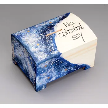 Pokladnička Pokladnička dřevo truhla -hvězdné nebe