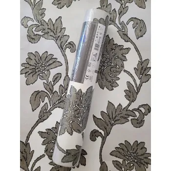 Fototapeta Tapeta na zeď, stříbrno-zlaté květy, listy, lesklé nitky, 2311-60