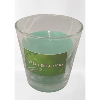 Svíčka Fajnpocit svíčka vosková ve skle s vůní Máta a Eukalyptus