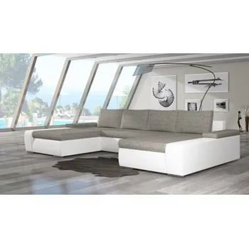 Sedací souprava Rozkládací rohová sedačka MARIO šedá/bílá