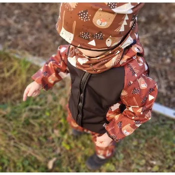 Chlapecká bunda Yháček Softshellová bunda Yháček, zimní, Lišky a medvědi na kaštanové Velikost: 92