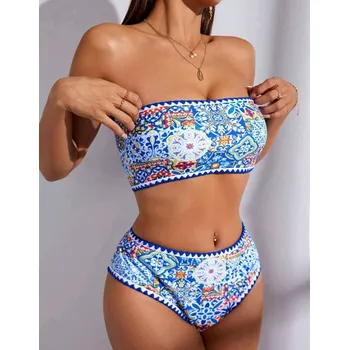 Dámské plavky Dámské dvoudílné plavky s modrým vzorem Barva: Barevné, Velikostní tabulka: M