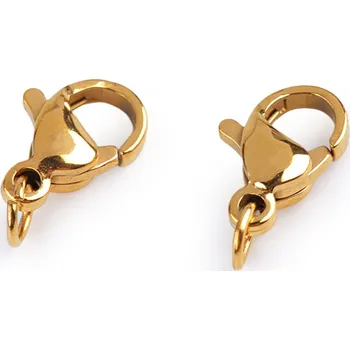 Galanterie Karabinka se spojovacím kroužkem z nerezové oceli 7x10; 7x12 mm, barva 2 (7x10 mm) zlatá