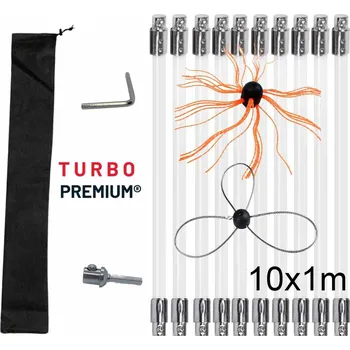 Čistič komínů Turbo Premium Rotační kartáče na čištění komínů komplet 10x 1 m