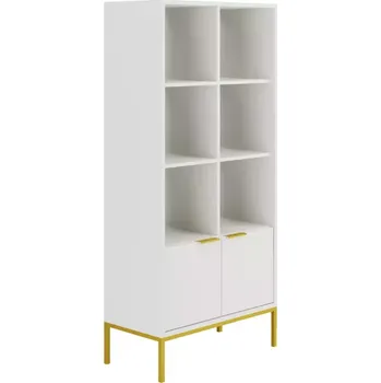 Knihovna Knihovna Austin 80 cm bílá/zlatá