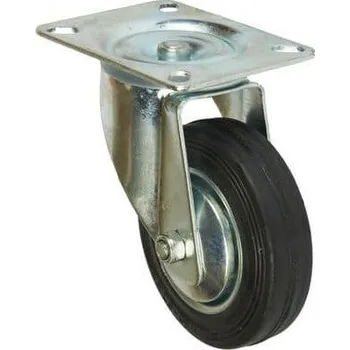 Pojezdové kolečko Gumové transportní kolo s přírubou, průměr 100 mm, otočné, valivé ložisko