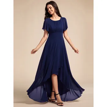 Dámské šaty Šifonové večerní šaty s asymetrickým lemem Barva: Tmavě Modrá, Velikost: 9XL
