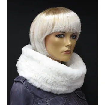 Šála Špongr Kožešinový nákrčník / šála z králíka S50 bílá