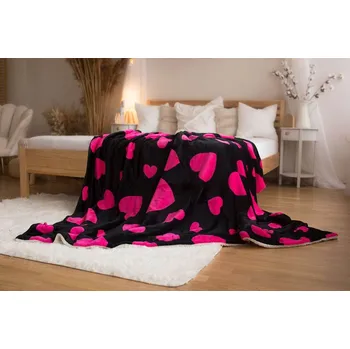 Bytový textil JERRY FABRICS Deka mikroplyš s beránkem Srdce Polyester, 140/200 cm