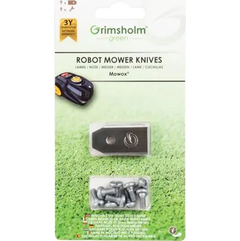 Sada 9 ks čepelí nožů 35 x 18 mm pro robotické sekačky Mowox včetně šroubků