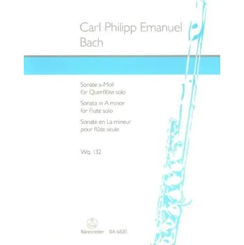 Carl Philipp Emanuel Bach: Sonata in A minor Wq 132 (noty na příčnou flétnu)