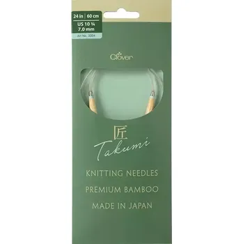 Jehlice Clover kruhové otočné fixní jehlice Pro Takumi 60cm 7mm (Clover Circular knitting needles PRO Takumi)