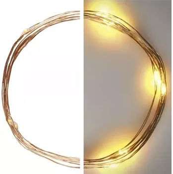 Vánoční dekorace Osvětlení nano měděné 1,9m - 20 LED teplá bílá + časovač