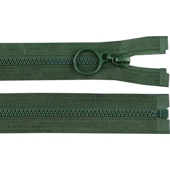 Zip Kostěný zip 4 mm dělitelný s kroužkem délka 50 cm - 273 zelená smrková