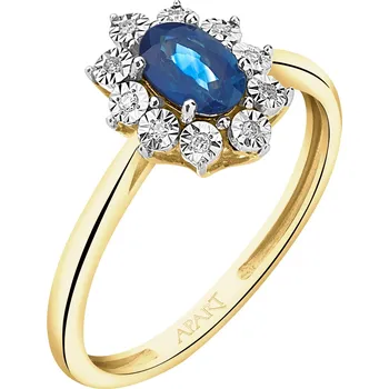 Prsten Prsten ze žlutého zlata s diamanty a safírem - ryzost 585 - 203.139