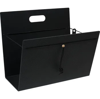 Úložný box Stojan na časopisy HIPPO 38 x 31 cm, černá, kůže, LIND DNA