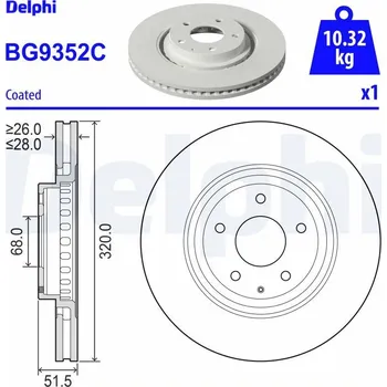 Brzdový kotouč Brzdový kotouč DELPHI BG9352C