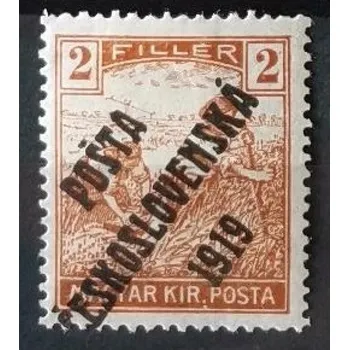 Sběratelství Známka ČSR PČ 1919, 2f, Pof.101*, IV. typ přetisku