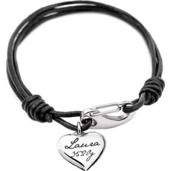 Náramek Šperky4U Personalizovaný kožený náramek se srdíčkem - OPA1829