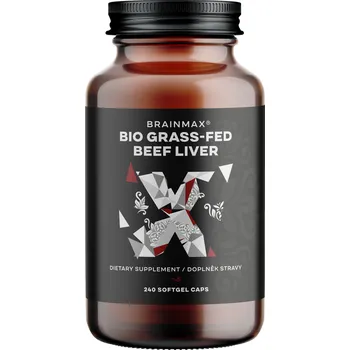 Přírodní produkt BrainMax Grass-Fed hovězí játra Bio 240 cps.
