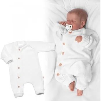 Dětský overall Pletený overálek s knoflíčky zapínání bokem, Hand Made, bílý, Velikost koj. oblečení 62 (2-3m)