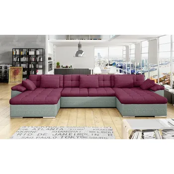 Sedací souprava Rozkládací rohová sedačka MIA U fialová / šedá