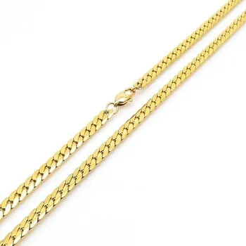 Šperk Náhrdelník z chirurgické oceli Curb Pancr pozlacený 18kt žlutým zlatem - 4 mm 65 cm