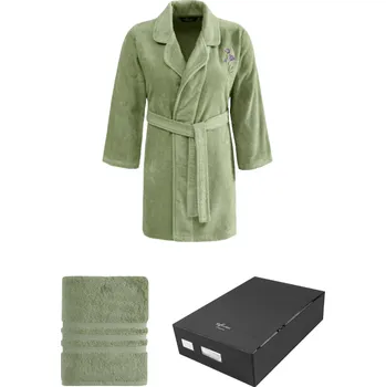 Dámský župan Soft Cotton Luxusní dámský krátký župan s ručníkem LILLY v dárkovém balení Barva: Světle zelená, Velikost: XL