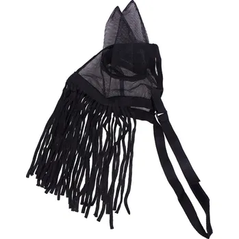 Koňská maska proti hmyzu QHP Třásně proti hmyzu QHP, s ochranou uší, černé SHETTY