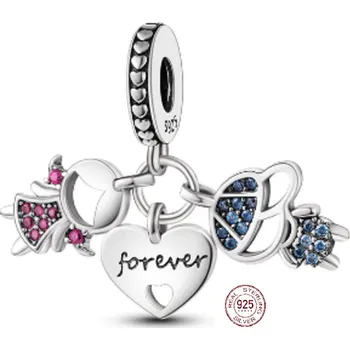 Přívěsek Charm stříbrný přívěsek na náramek rodina sourozenci dcera a syn 3v1