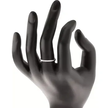 Prsten Briliantový prsten z bílého 14K zlata - blýskavá linie drobných čirých diamantů - Velikost: 60