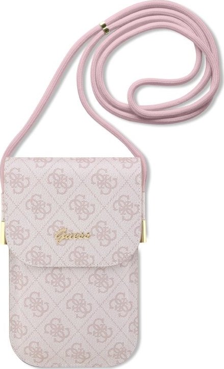 Guess Univerzální pouzdro / taška s kapsou na mobil - Guess, 4G Metal Logo Script Pink GUOWBP4SNSP