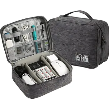 Úložný box Organizér na Káble a Nabíjačky (1 Zips) - Sivá
