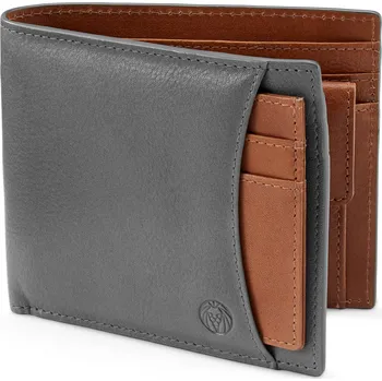 Peněženka Lincoln šedá a světle hnědá kožená peněženka a pouzdro na karty RFID - Lucleon