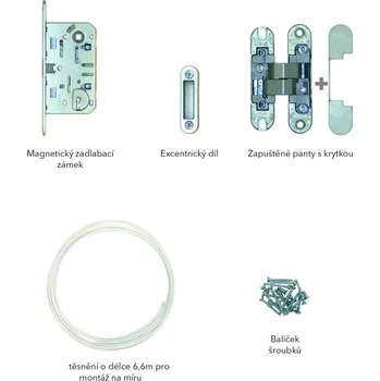 Dveřní kování ECLISSE Battente SADA KIT 3 (pro skrytou zárubeň) Provedení: WC (zámek pro koupelna, WC), Materiál: Černá