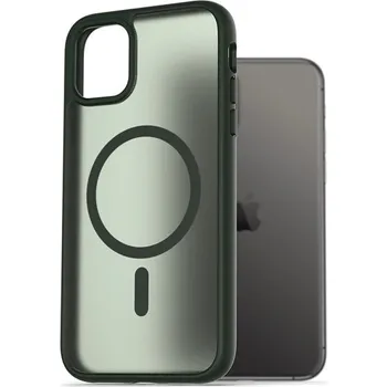 Pouzdro na mobilní telefon AlzaGuard Matte Case Compatible with Magsafe pro iPhone 11 tmavě zelený