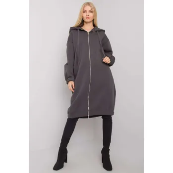 Dámské šaty FPrice Mikinové šaty s kapucí a zipem grafitová Velikost: UNI