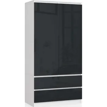 Šatní skříň Šatní skříň s otočnými dveřmi 90cm šedá lesklá