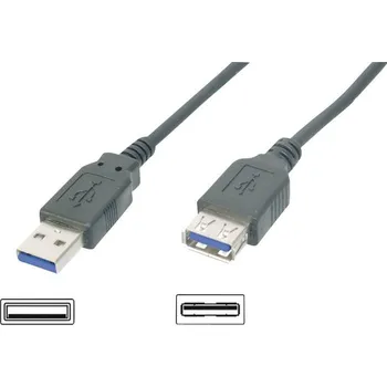 Prodlužovací kabel Digitus USB kabel USB 3.2 Gen1 (USB 3.0 / USB 3.1 Gen1) USB-A zástrčka, USB-A zásuvka 3.00 m černá AK-300203-030-S