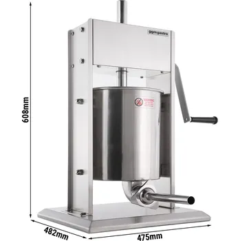 G.Gastro Ruční nástavec na plnění klobás & Churros - 10L - nerezová ocel - vč. 4 nástavců na plnění klobás & 3 nástavců na Churros