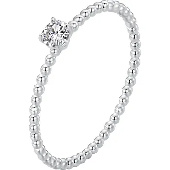 Prsten Elenys pozlacený prsten s drahokamem moissanitem 18K bílé zlato Velikost: 6 (EU: 51-53)