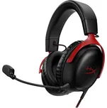 HyperX Cloud III sluchátka s mikrofonem, kabelová, minijack 3,5mm + USB, černá-červená