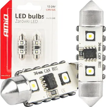 Autožárovka Amio CAN-BUS sufitové žárovky s chladičem 2 SMD LED, 36 mm, bílé -